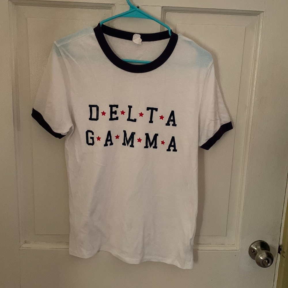 White with Blue Outline Delta Gamma USA Shirt